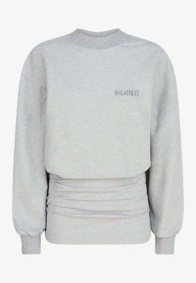 Attico Logo Embroidered Mini Ruched Dress In Multi