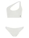 Attico Logo-embroidered Ribbed Bikini In Weiss