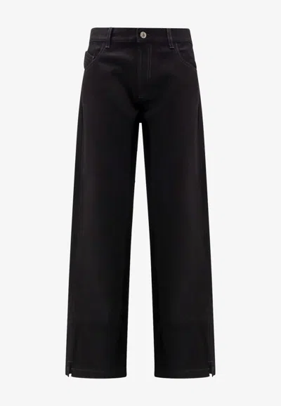 Attico Logo Embroidered Straight-leg Jeans In Black