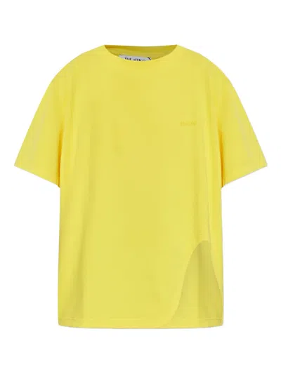 Attico Logo-embroidered T-shirt In Yellow