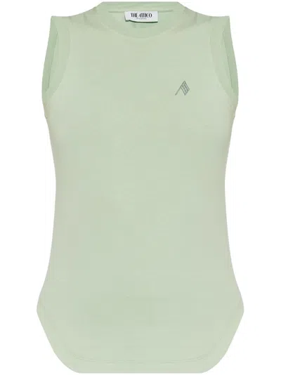 Attico Logo-embroidered Top In Green