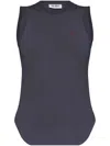 Attico 'reese' Crew Neck Top With Curved Hem In Purple