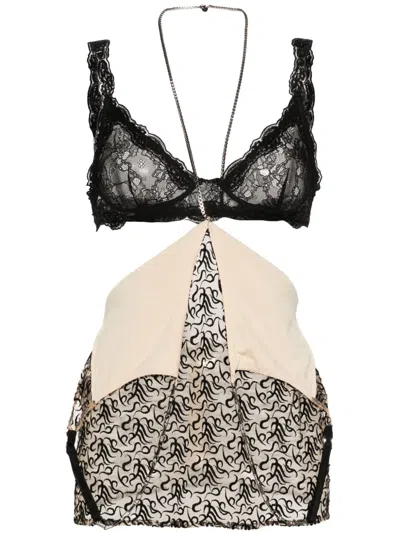 Attico Logo-embroidered Tulle Top In Multi