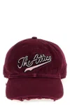 Attico Logo-embroidered Frayed-edge Baseball Cap In Burgundy