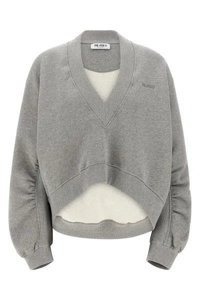 Attico Logo-embroidery V-neck Sweatshirt In Gray