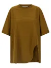 Attico Embroidered Logo T-shirt With Asymmetric Hem In Green