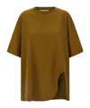 Attico Embroidered Logo T-shirt With Asymmetric Hem In Green