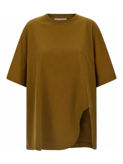 Attico Logo Embroidery T-shirt In Green