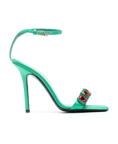 Attico Logo High-heeled Sandals In Green