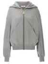 Attico Oversized Grey Hoodie With Logo Lettering Embroidery In Cotton Woman