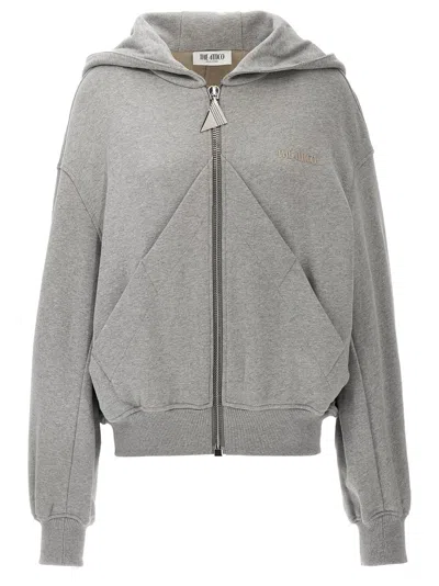 Attico Oversized Grey Hoodie With Logo Lettering Embroidery In Cotton Woman
