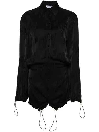 Attico Jacquard Logo Mini Dress In Black