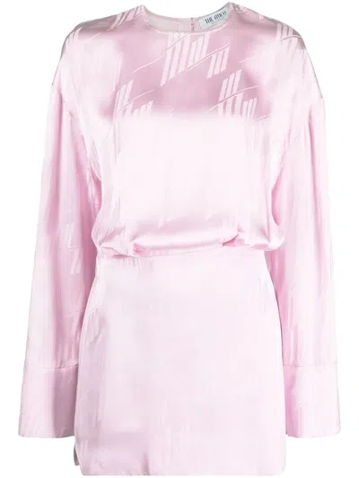 Attico Logo-jacquard Satin Dress In Pink