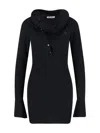 Attico Knee Length Dress Featuring Button Detailing In Black