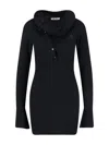 Attico Knee Length Dress Featuring Button Detailing In Black