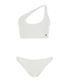 Attico Logo-embroidered Ribbed Bikini In White
