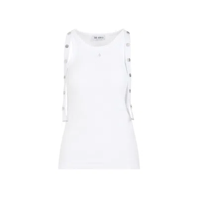 Attico Logo Patch Ribbed Jersey Tank Top In White