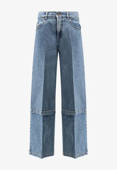 Attico Blue Jeans With Logo Detail On The Pocket And Logo Patch On The Rear In Denim Woman