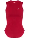 Attico Reese Cotton Jersey Tank Top In Red