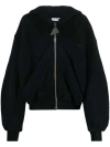 Attico Grey Sweatshirt With Hood And Logo Lettering On The Front In Black