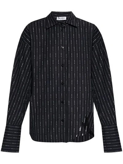 Attico Logo-print Cotton Shirt In Striped Pattern