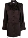 Attico Logo-print Satin Shirtdress In Brown