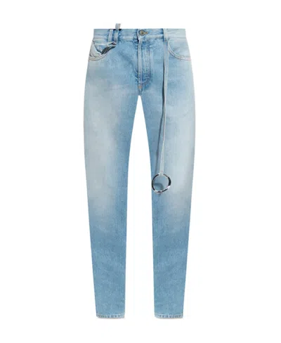 Attico Logo-ring Mid-rise Tapered Jeans In Blue
