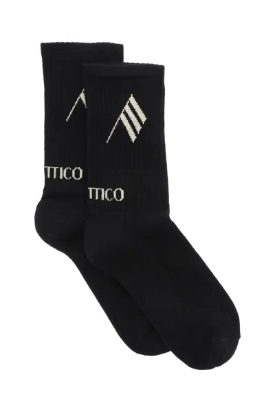 Attico Logo Shorts Sports Socks In Beige
