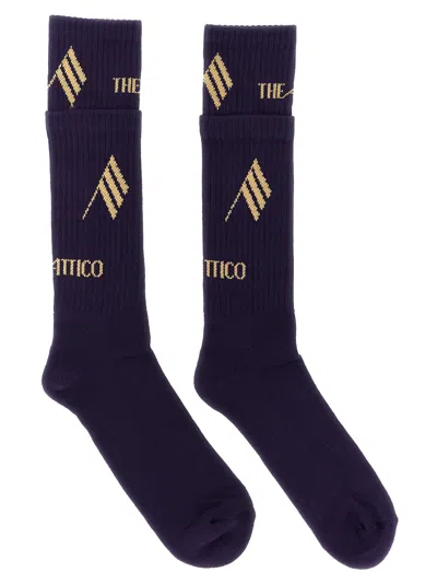 Attico Logo Socks Purple In Black