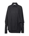 Attico Black Oversized Asymmetric Shirt With Studs In Cotton In Black