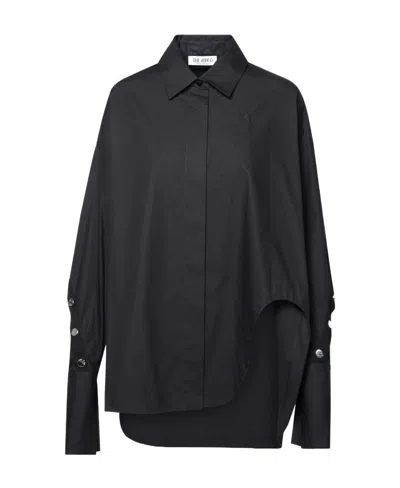 ATTICO THE ATTICO BORCHIE LOGO EMBROIDERED ASYMMETRIC SHIRT
