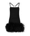 Attico Fujiko Feather-trimmed Minidress In Black