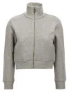 Attico High Collar Ribbed Sweatshirt In Gray