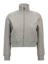 Attico High Collar Ribbed Sweatshirt In Grey