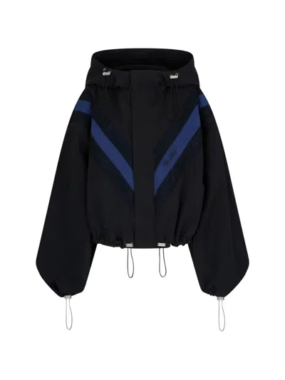 Attico Logo-detail Hooded Bomber Jacket In Black