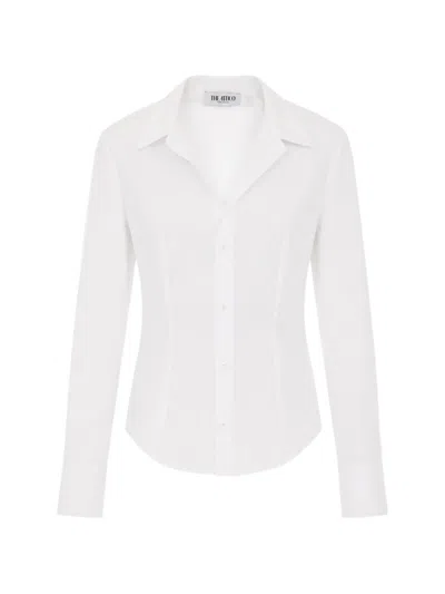 Attico Logo-embroidered Reinforced-shoulder Shirt In White