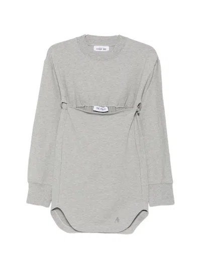 Attico Logo-embroidered Sweater-tie Mini Skirt In Gray