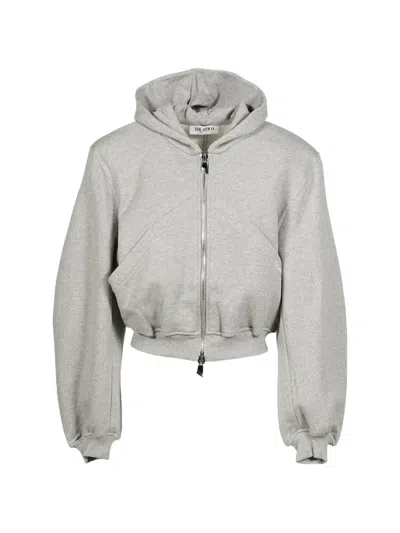 Attico Logo-embroidered Two-way Zip Hoodie In Grey