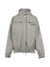 Attico Logo-patch Drawstring Bomber Jacket In Grey