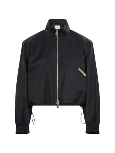 Attico Logo-patch Zip-up Jacket In Black