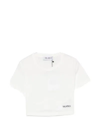 Attico Logo-print Cropped T-shirt In White