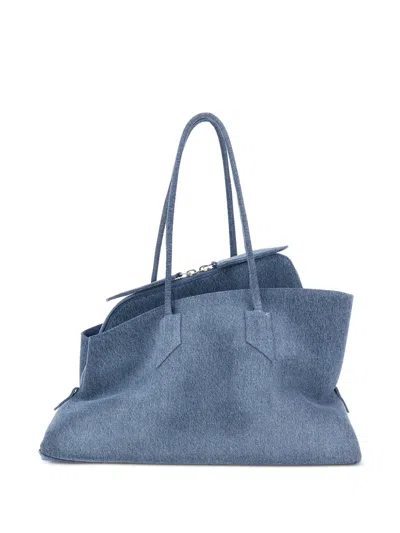 Attico Logo-print Denim-effect Tote Bag In Blue