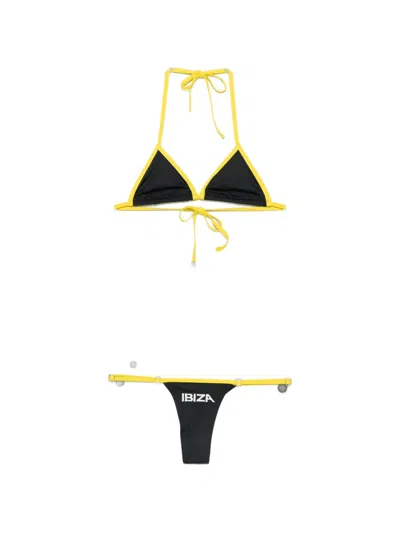 Attico Logo-print Triangle-cup Bikini In Black