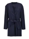 Attico Navy Wrap Blazer In Blue