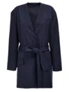 Attico Navy Wrap Blazer In Blue