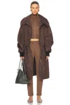 Attico Long Windbreaker In Brown