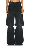 Attico Wide-leg Long Jeans With Cut-out In Black