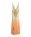 Attico The  Long Tulle Dress With Geometric Inserts In Nude