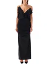 Attico The Abito Lungo Con Ruches In Black