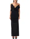 Attico The Abito Lungo Con Ruches In Black